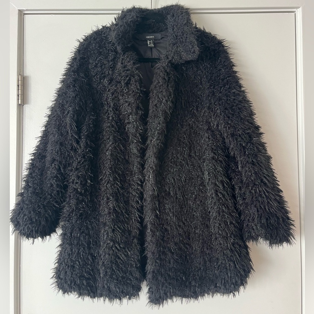 Forever 21 Faux Fur Open Front Jacket